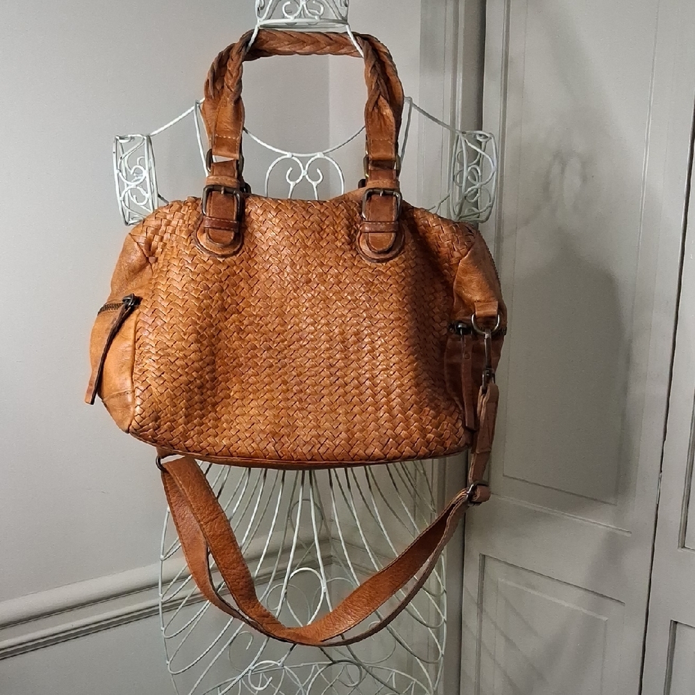 Tano Woven Leather Shoulder Bag